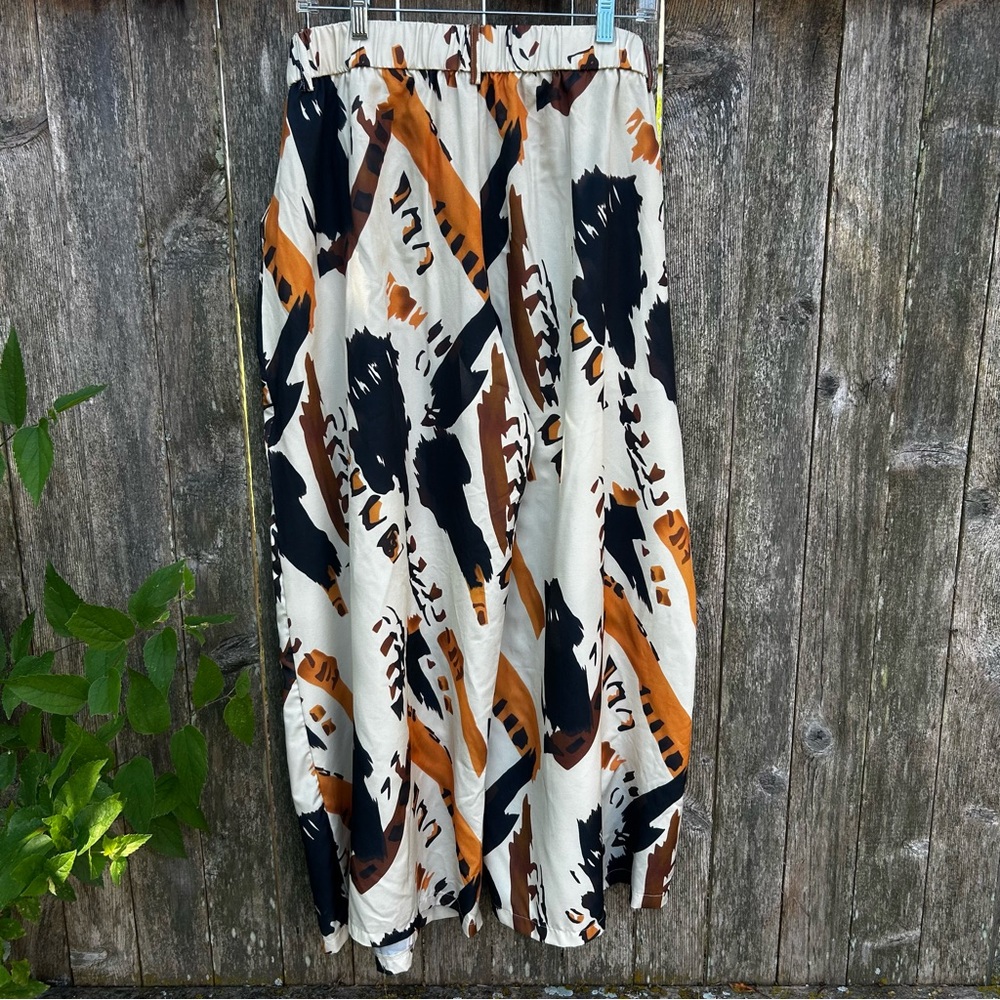 SHEIN Elegant Women's Wide Leg Pants with Abstract Print Size 2XL